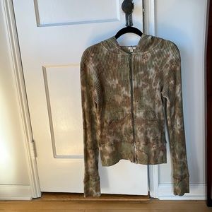 Yogi brown and green tie dye zip up hoodie